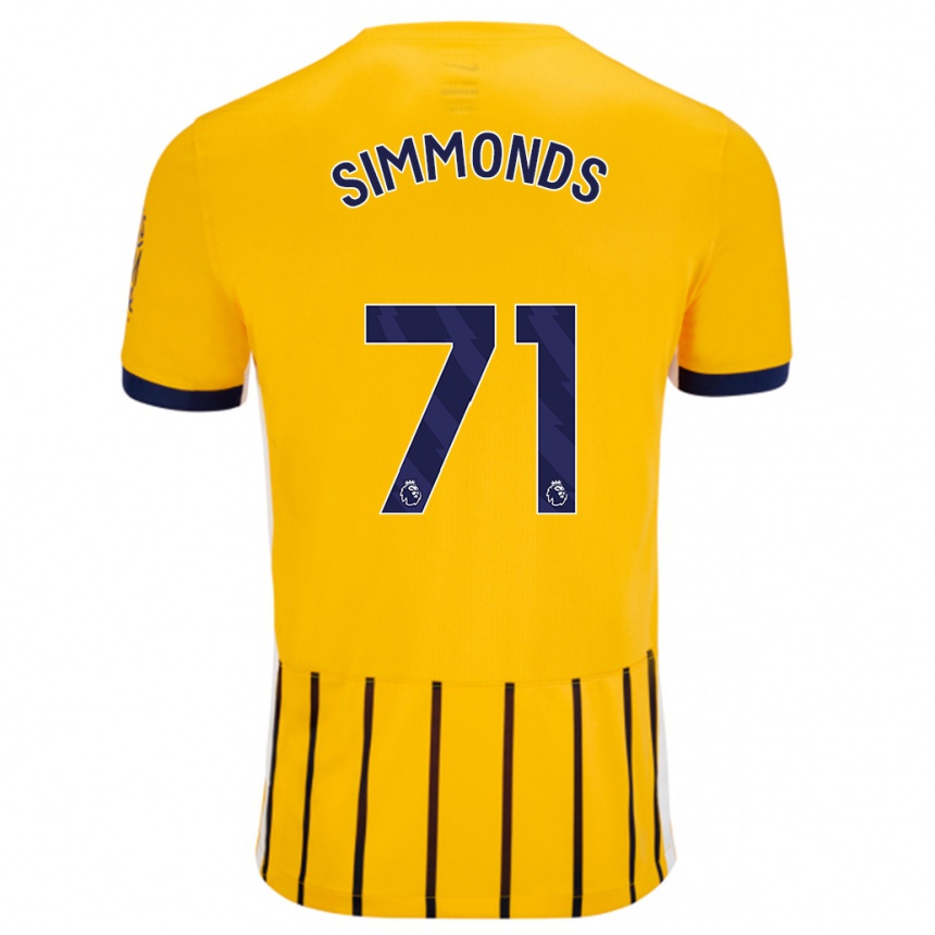 Femme Football Maillot Freddie Simmonds #71 Doré Bleu À Fines Rayures Tenues Extérieur 2024/25