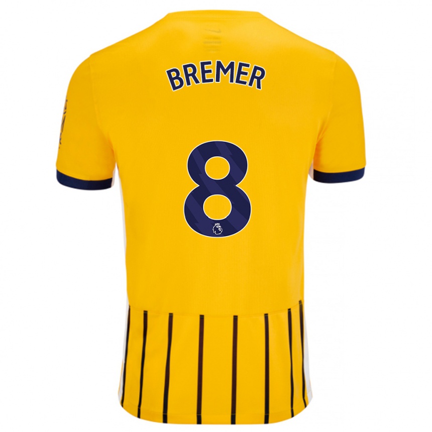 Femme Football Maillot Pauline Bremer #8 Doré Bleu À Fines Rayures Tenues Extérieur 2024/25