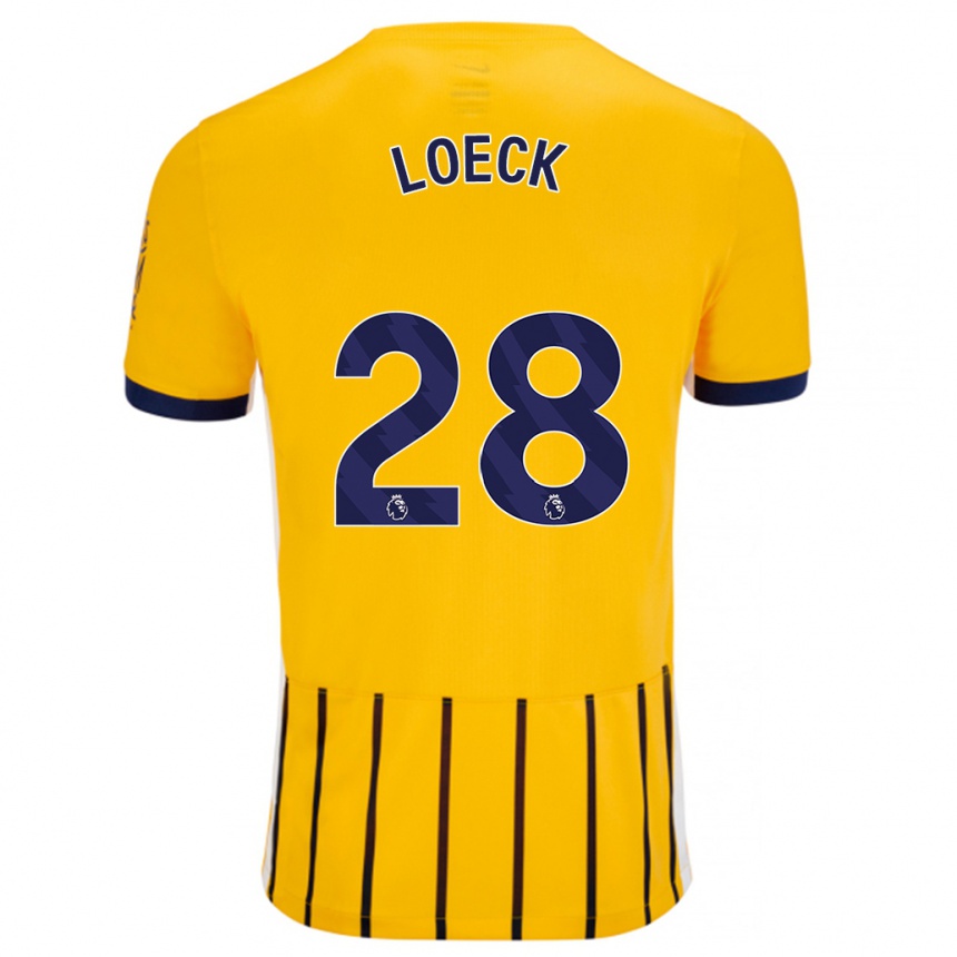 Femme Football Maillot Melina Loeck #28 Doré Bleu À Fines Rayures Tenues Extérieur 2024/25