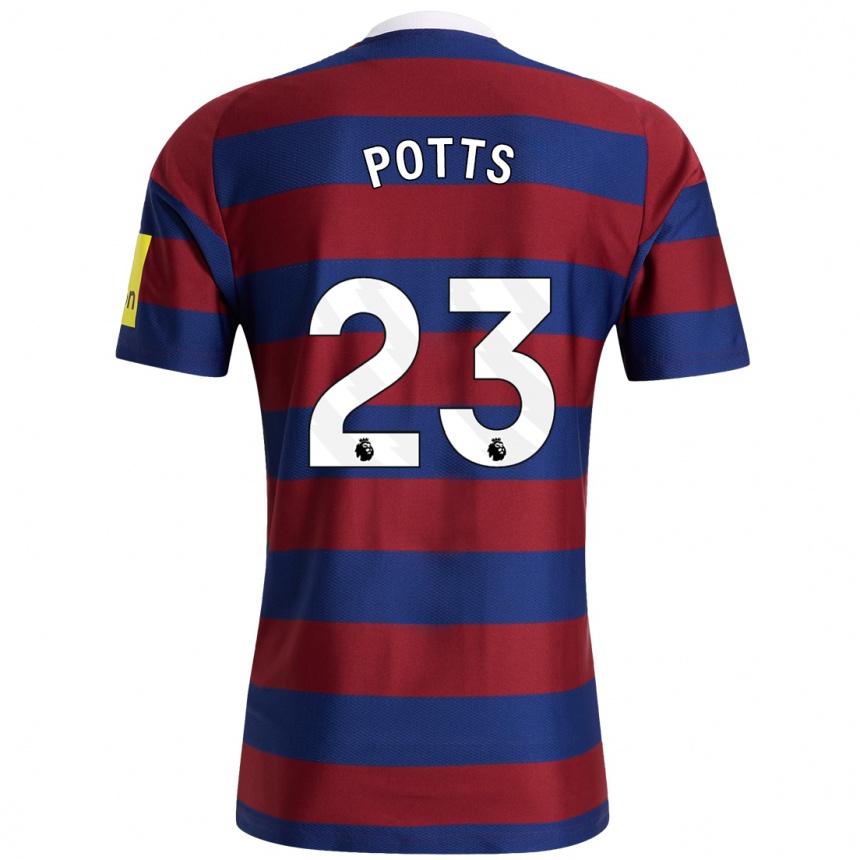 Femme Football Maillot Charlotte Potts #23 Bordeaux Bleu Marine Tenues Extérieur 2024/25