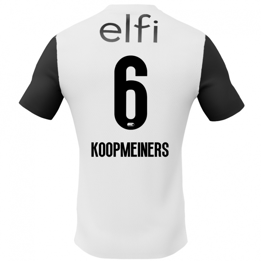 Femme Football Maillot Peer Koopmeiners #6 Blanc Noir Tenues Extérieur 2024/25