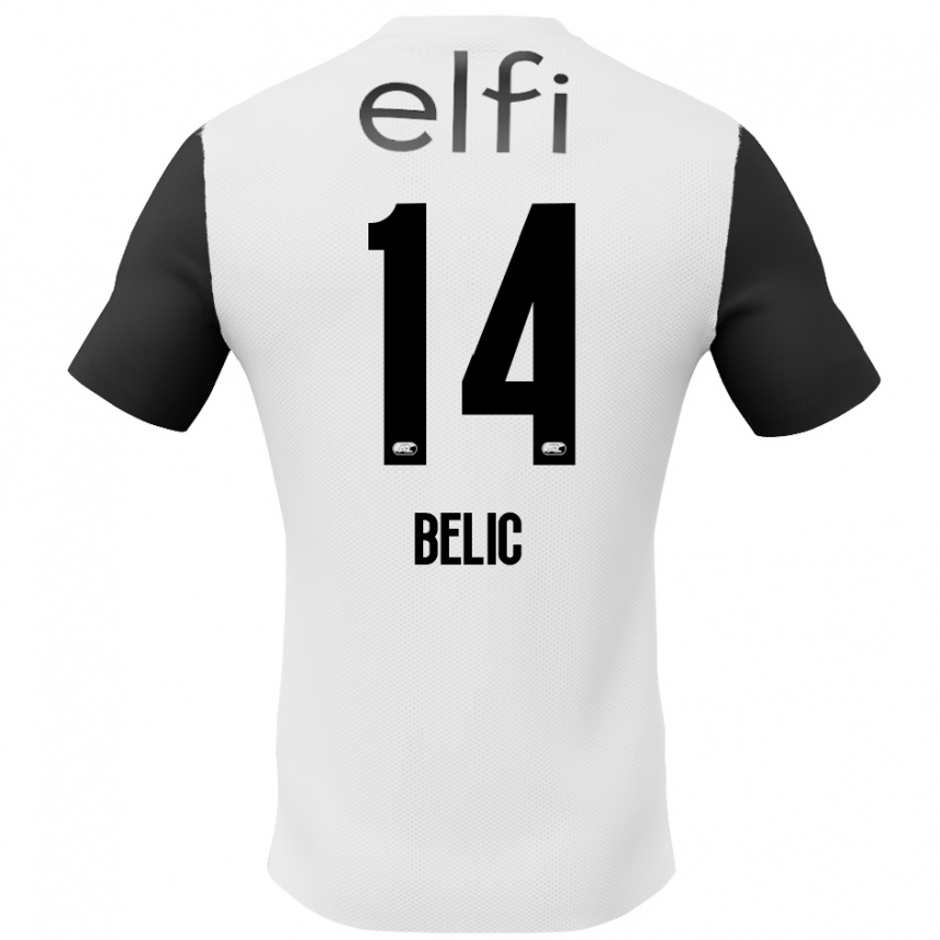 Femme Football Maillot Kristijan Belic #14 Blanc Noir Tenues Extérieur 2024/25