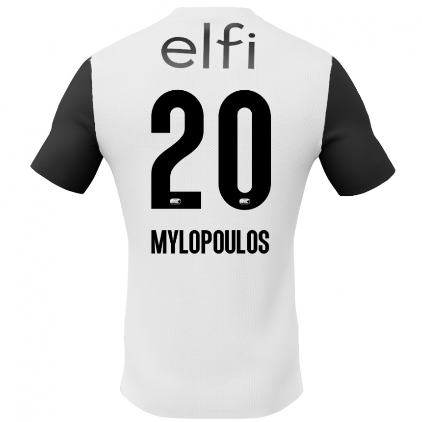 Femme Football Maillot Marios Mylopoulos #20 Blanc Noir Tenues Extérieur 2024/25