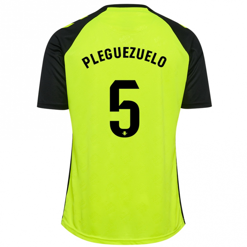 Femme Football Maillot Xavi Pleguezuelo #5 Jaune Fluo Noir Tenues Extérieur 2024/25