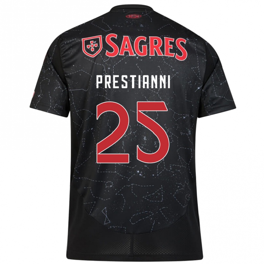 Femme Football Maillot Gianluca Prestianni #25 Noir Rouge Tenues Extérieur 2024/25