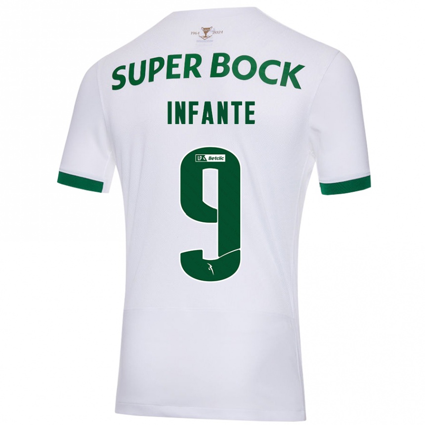 Femme Football Maillot João Infante #9 Blanc Vert Tenues Extérieur 2024/25