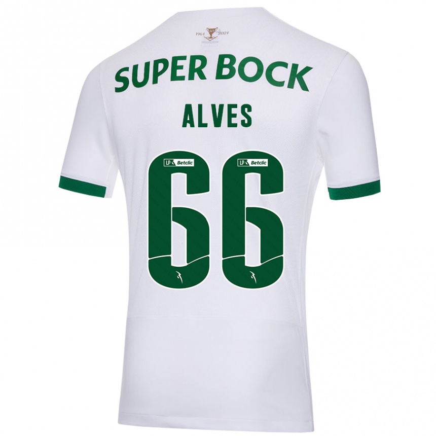 Femme Football Maillot Miguel Alves #66 Blanc Vert Tenues Extérieur 2024/25