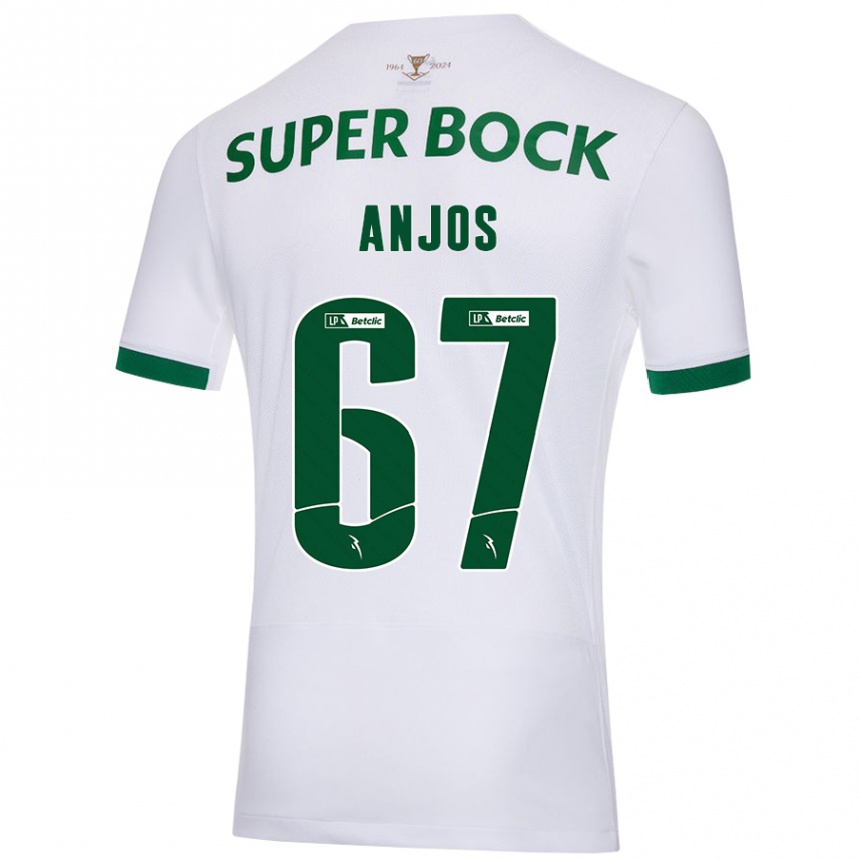 Femme Football Maillot Lucas Anjos #67 Blanc Vert Tenues Extérieur 2024/25