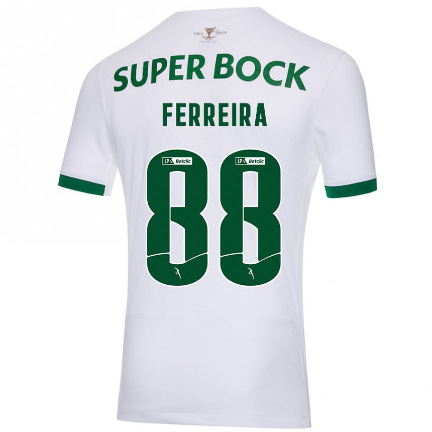 Femme Football Maillot Tiago Ferreira #88 Blanc Vert Tenues Extérieur 2024/25