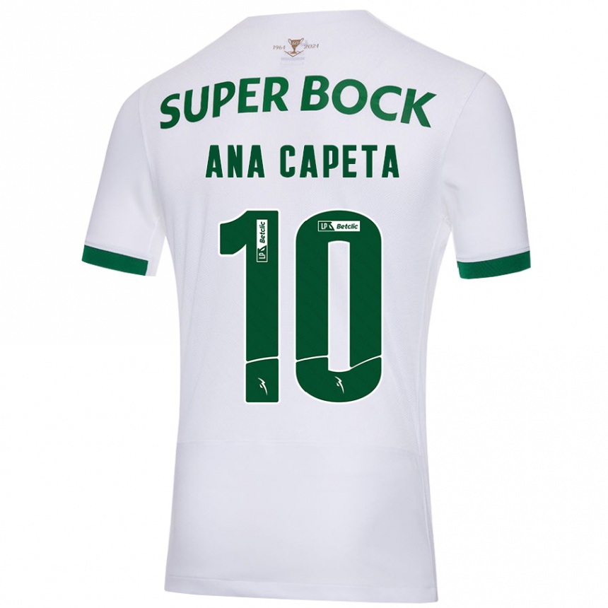 Femme Football Maillot Ana Capeta #10 Blanc Vert Tenues Extérieur 2024/25