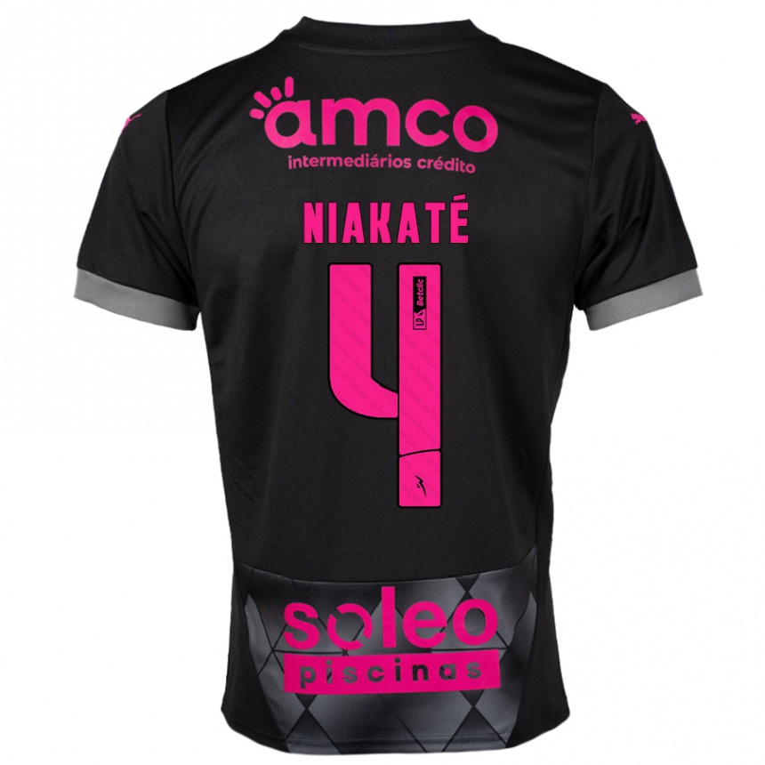 Femme Football Maillot Sikou Niakaté #4 Noir Rose Tenues Extérieur 2024/25