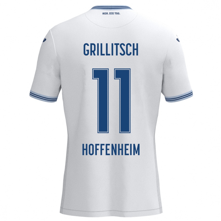 Femme Football Maillot Florian Grillitsch #11 Blanc Bleu Tenues Extérieur 2024/25