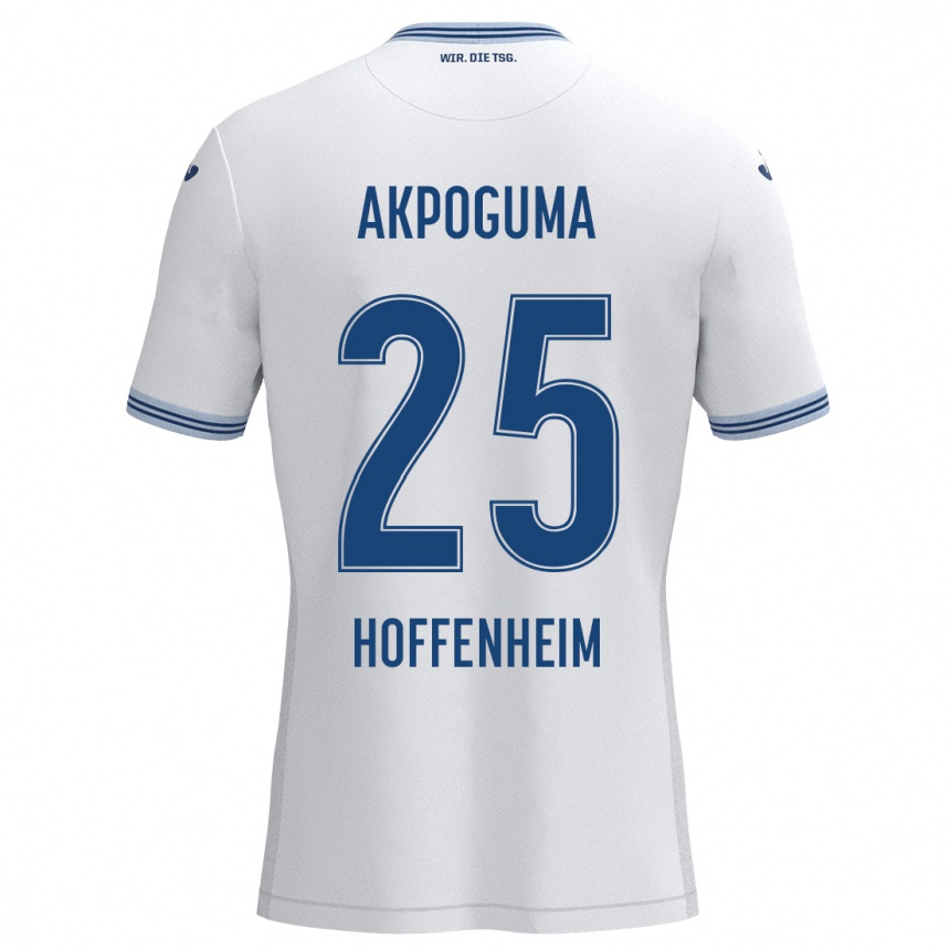 Femme Football Maillot Kevin Akpoguma #25 Blanc Bleu Tenues Extérieur 2024/25