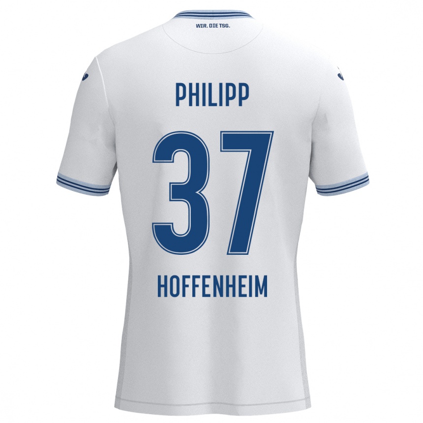 Femme Football Maillot Luca Philipp #37 Blanc Bleu Tenues Extérieur 2024/25