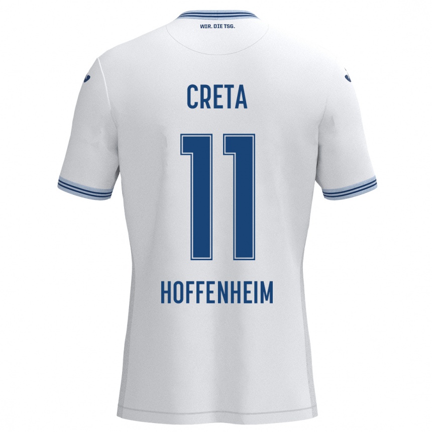 Femme Football Maillot David Creța #11 Blanc Bleu Tenues Extérieur 2024/25