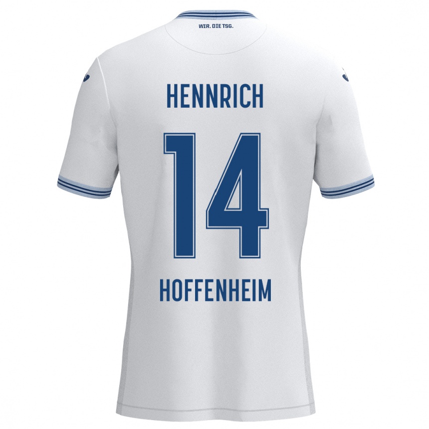 Femme Football Maillot Paul Hennrich #14 Blanc Bleu Tenues Extérieur 2024/25