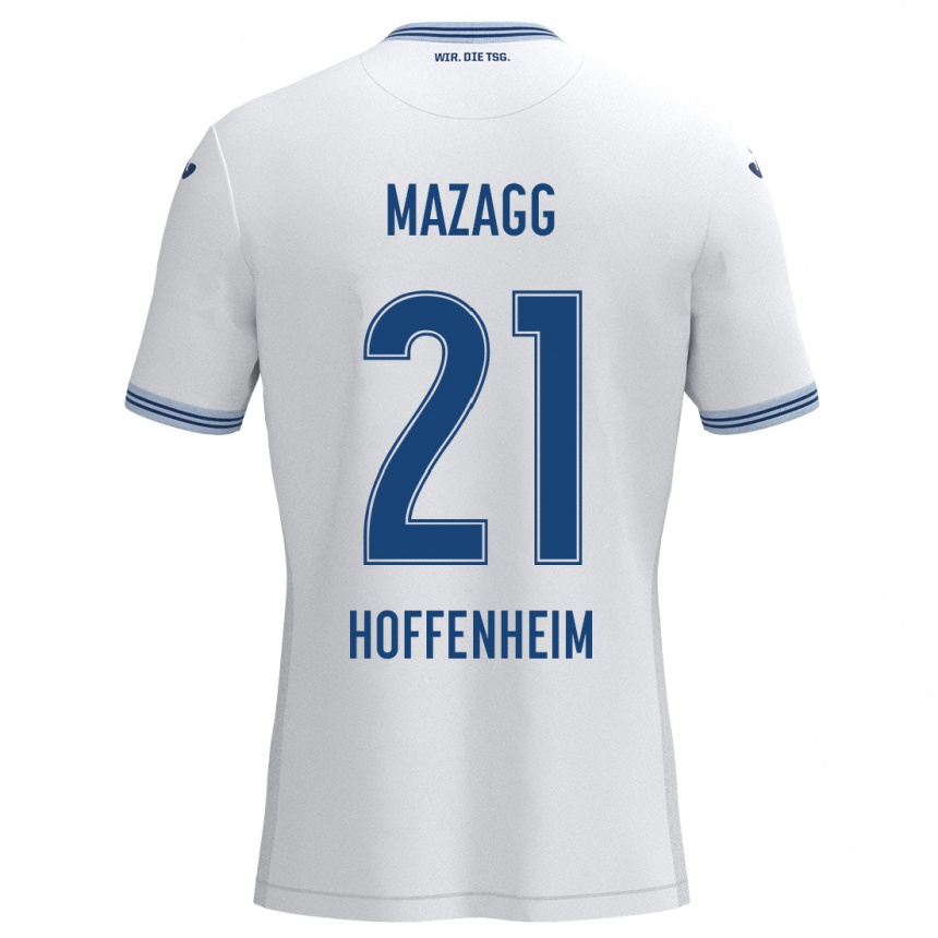 Femme Football Maillot Lukas Mazagg #21 Blanc Bleu Tenues Extérieur 2024/25