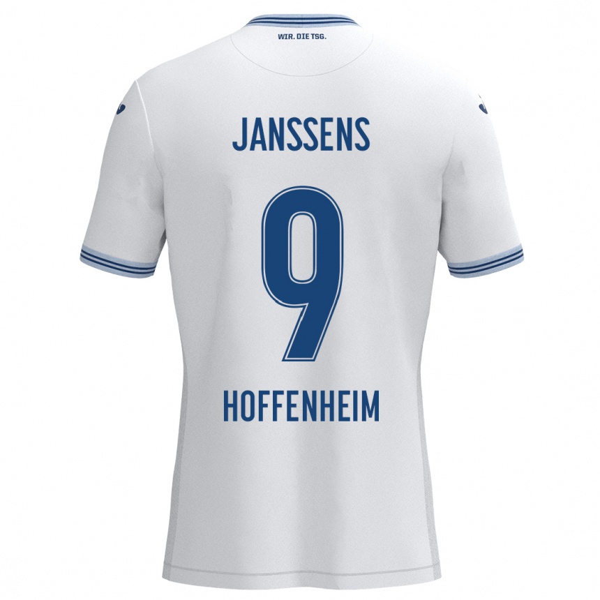 Femme Football Maillot Jill Janssens #9 Blanc Bleu Tenues Extérieur 2024/25