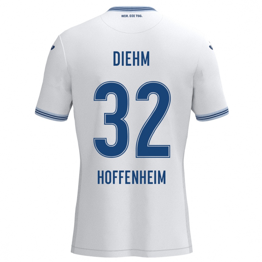 Femme Football Maillot Vanessa Diehm #32 Blanc Bleu Tenues Extérieur 2024/25