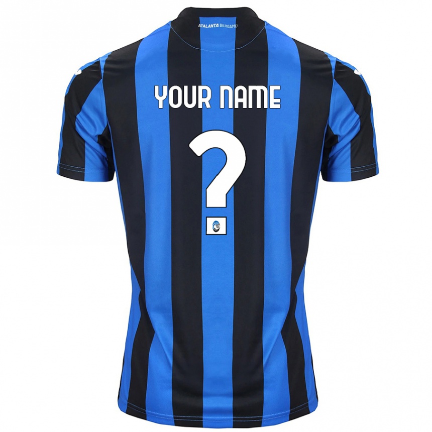 Enfant Football Maillot Votre Nom #0 Bleu Noir Tenues Domicile 2024/25