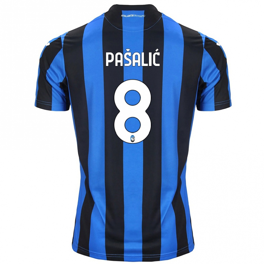 Enfant Football Maillot Mario Pasalic #8 Bleu Noir Tenues Domicile 2024/25