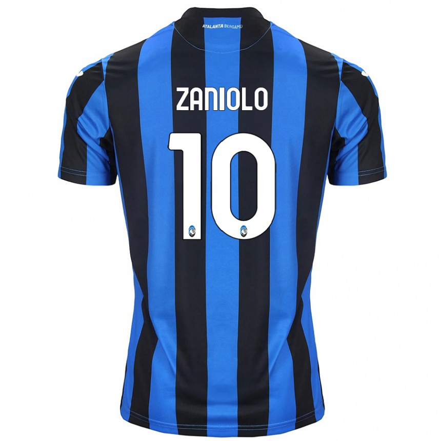 Enfant Football Maillot Nicolo Zaniolo #10 Bleu Noir Tenues Domicile 2024/25