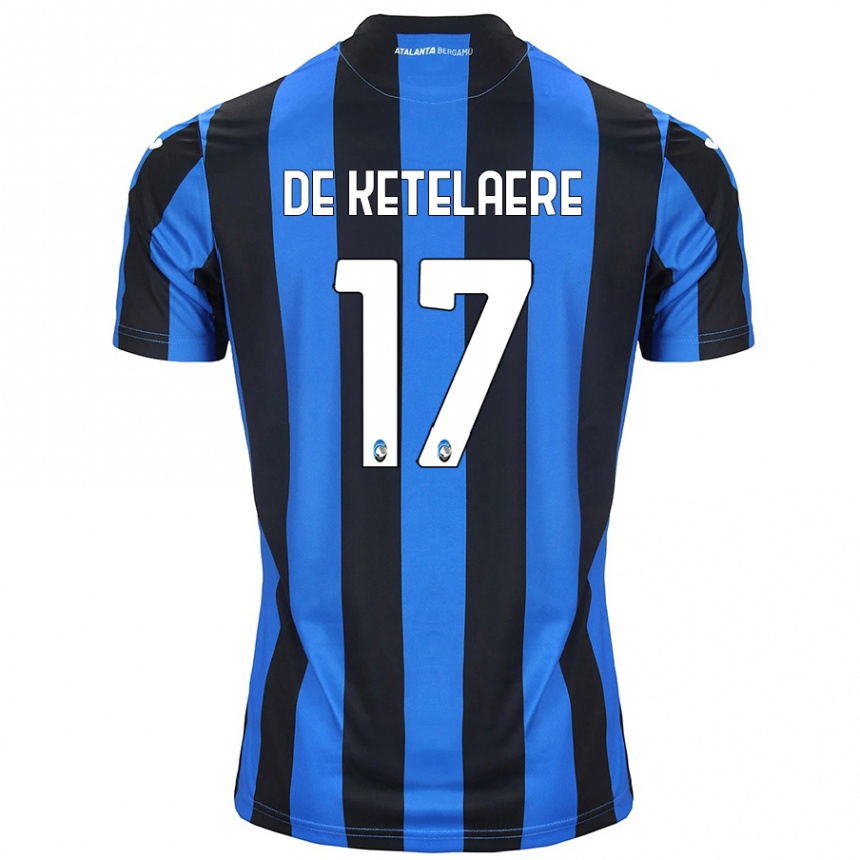 Enfant Football Maillot Charles De Ketelaere #17 Bleu Noir Tenues Domicile 2024/25