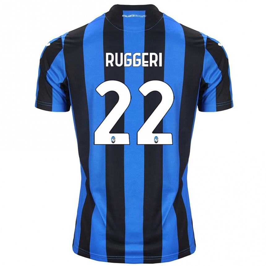 Enfant Football Maillot Matteo Ruggeri #22 Bleu Noir Tenues Domicile 2024/25