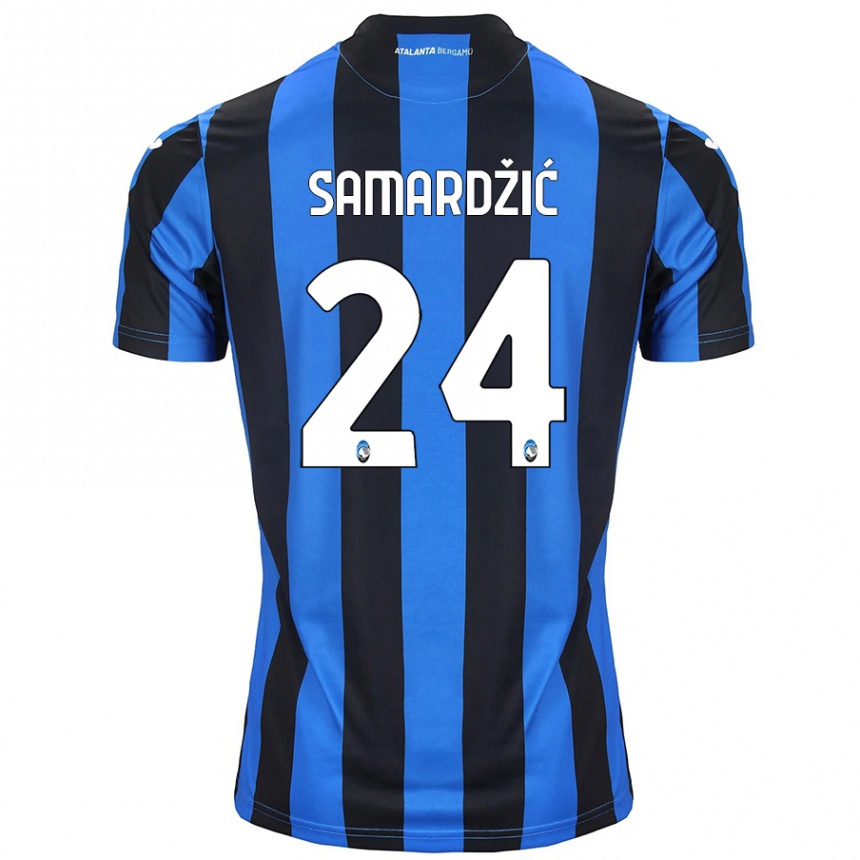 Enfant Football Maillot Lazar Samardžić #24 Bleu Noir Tenues Domicile 2024/25