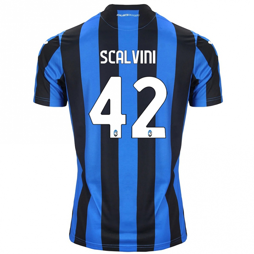 Enfant Football Maillot Giorgio Scalvini #42 Bleu Noir Tenues Domicile 2024/25