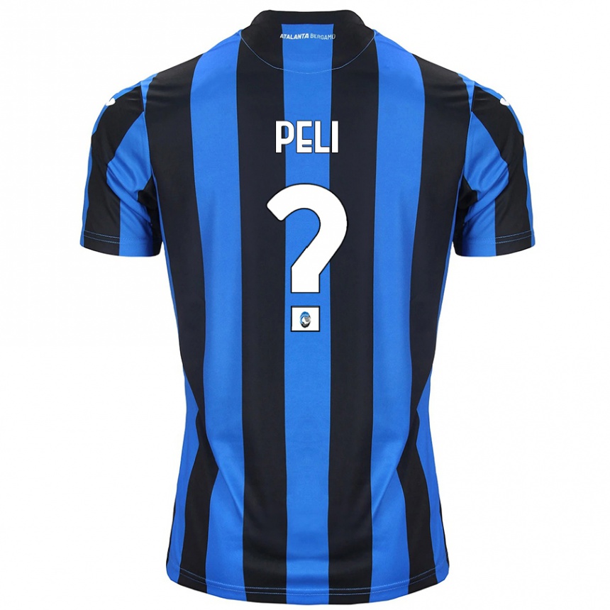 Enfant Football Maillot Lorenzo Peli #0 Bleu Noir Tenues Domicile 2024/25