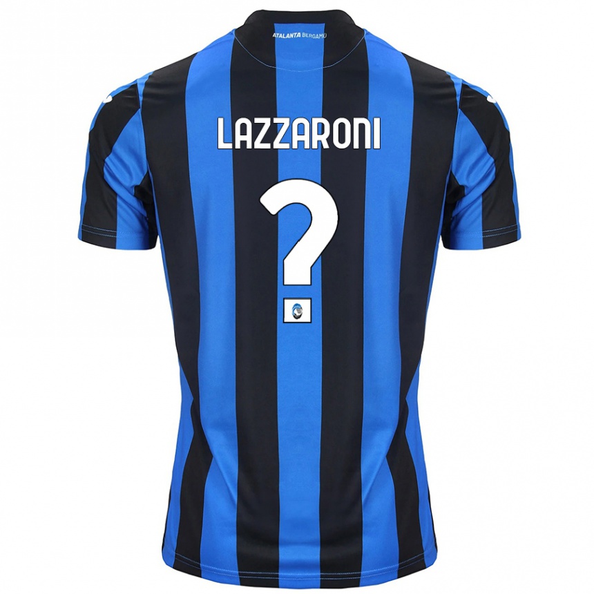 Enfant Football Maillot Andrea Lazzaroni #0 Bleu Noir Tenues Domicile 2024/25