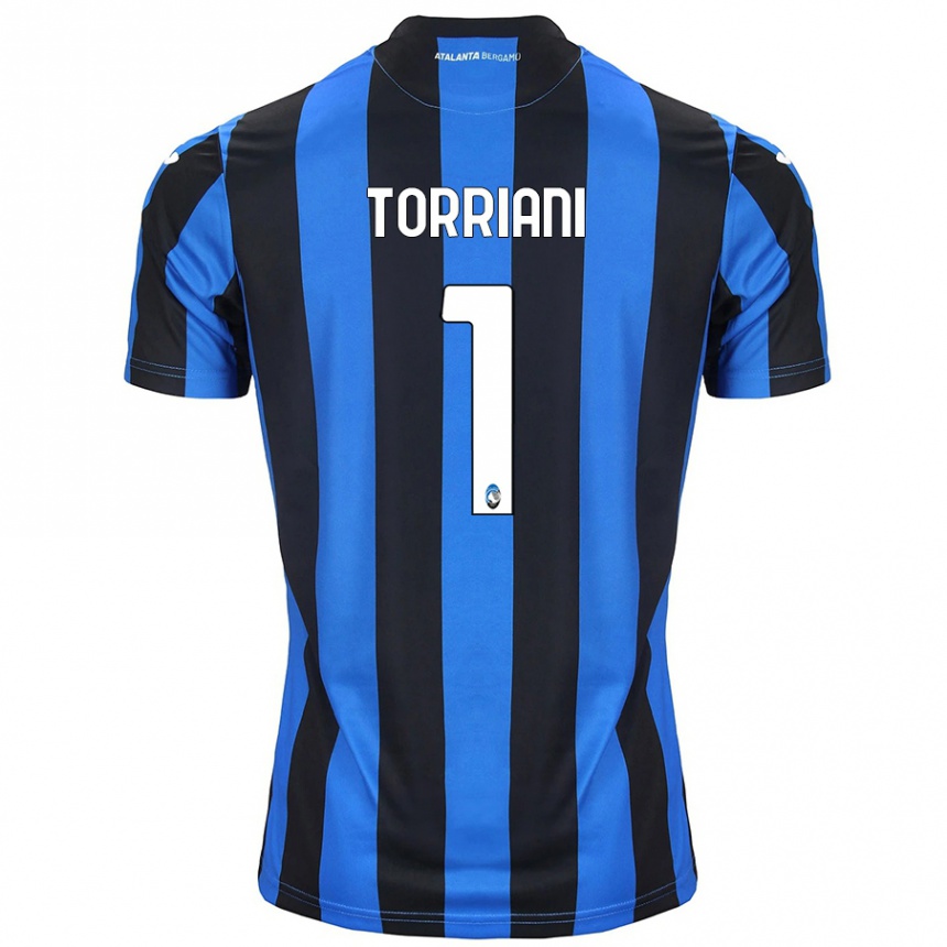 Enfant Football Maillot Andrea Torriani #1 Bleu Noir Tenues Domicile 2024/25