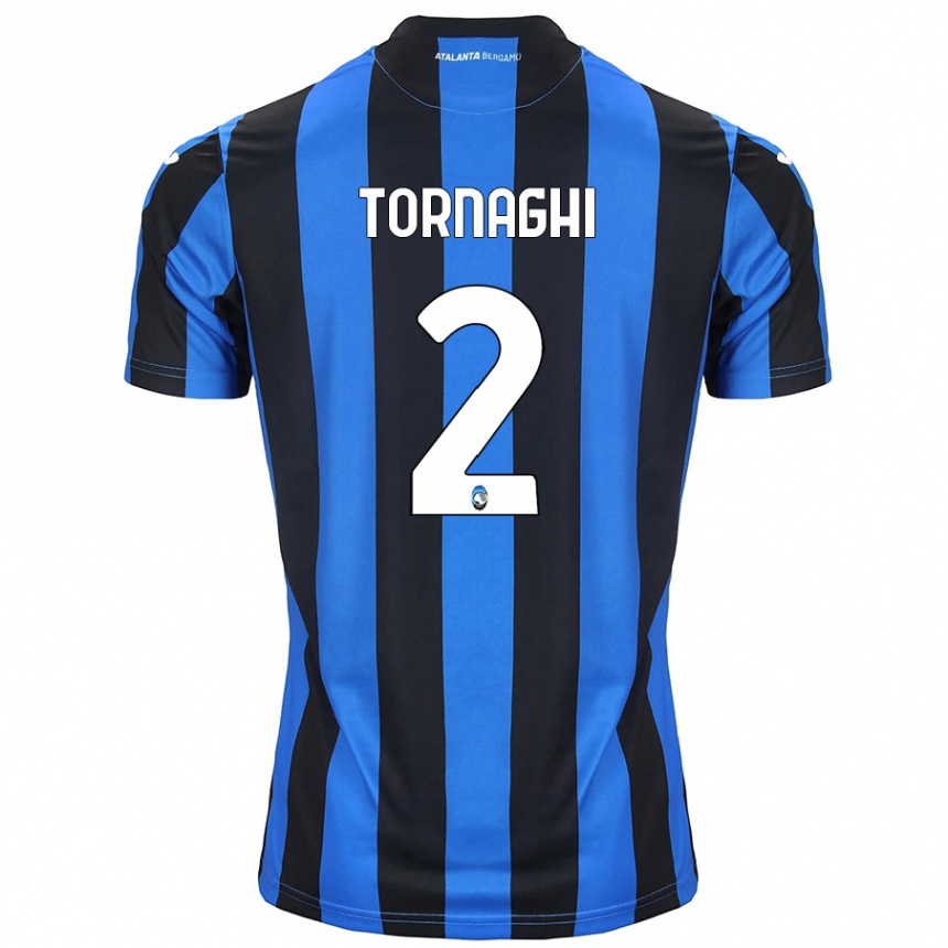 Enfant Football Maillot Pietro Tornaghi #2 Bleu Noir Tenues Domicile 2024/25