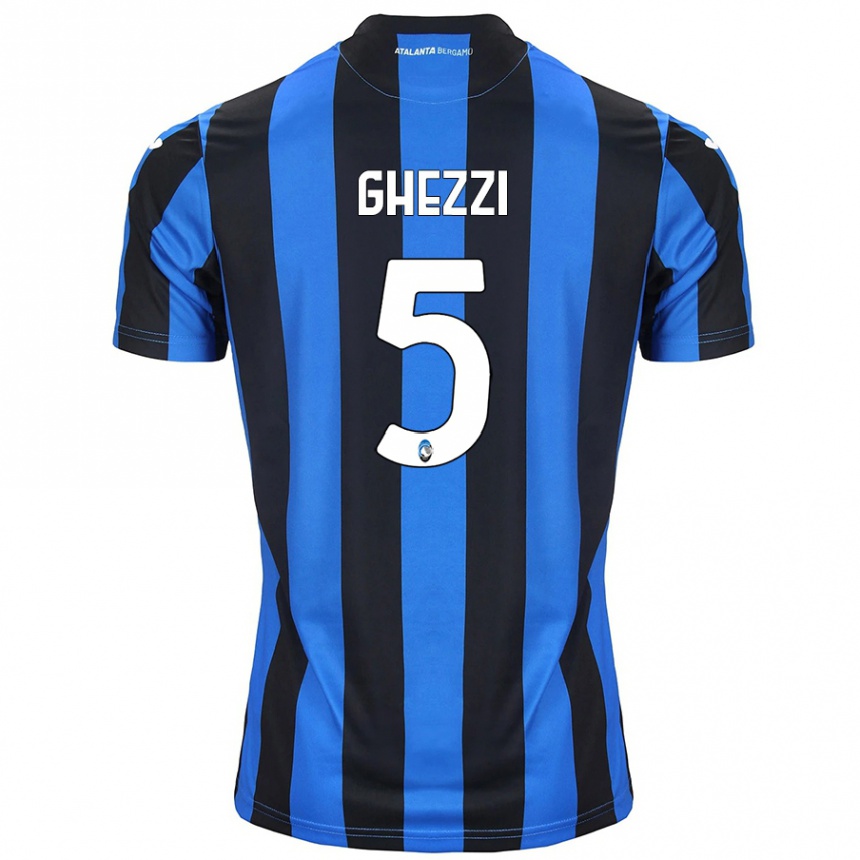 Enfant Football Maillot Samuele Ghezzi #5 Bleu Noir Tenues Domicile 2024/25