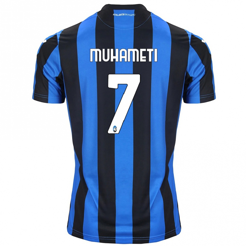 Enfant Football Maillot Endri Muhameti #7 Bleu Noir Tenues Domicile 2024/25