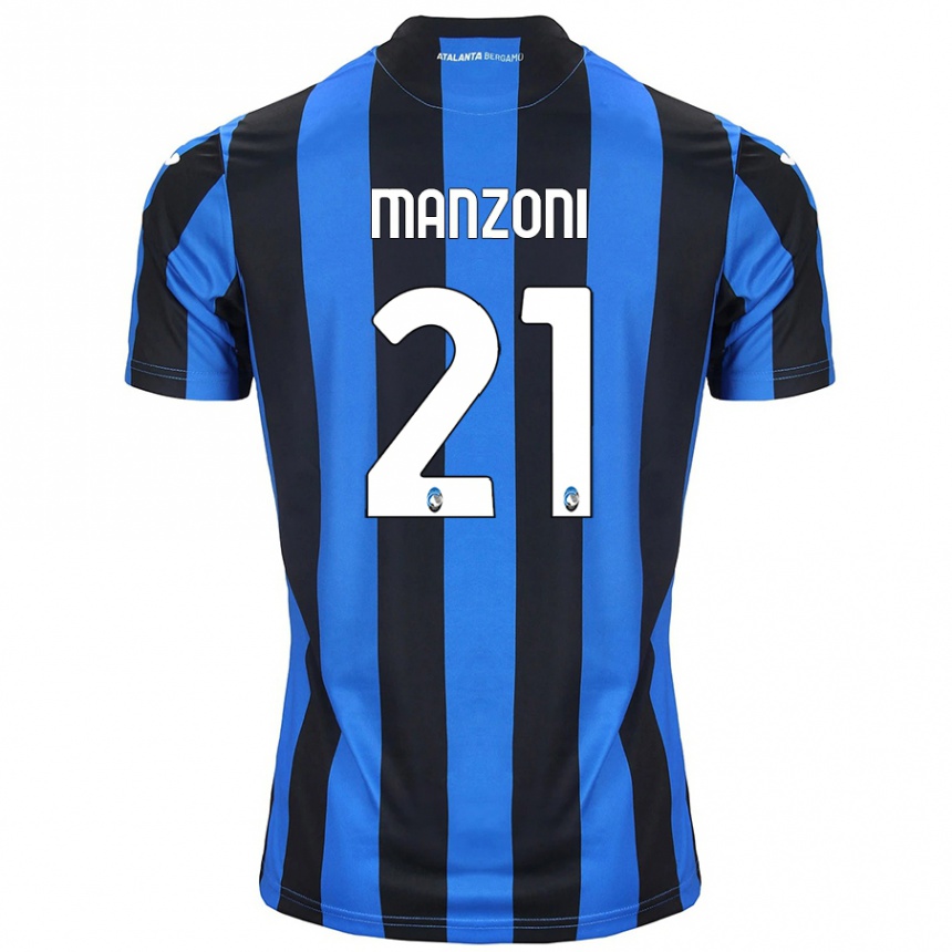 Enfant Football Maillot Alberto Manzoni #21 Bleu Noir Tenues Domicile 2024/25