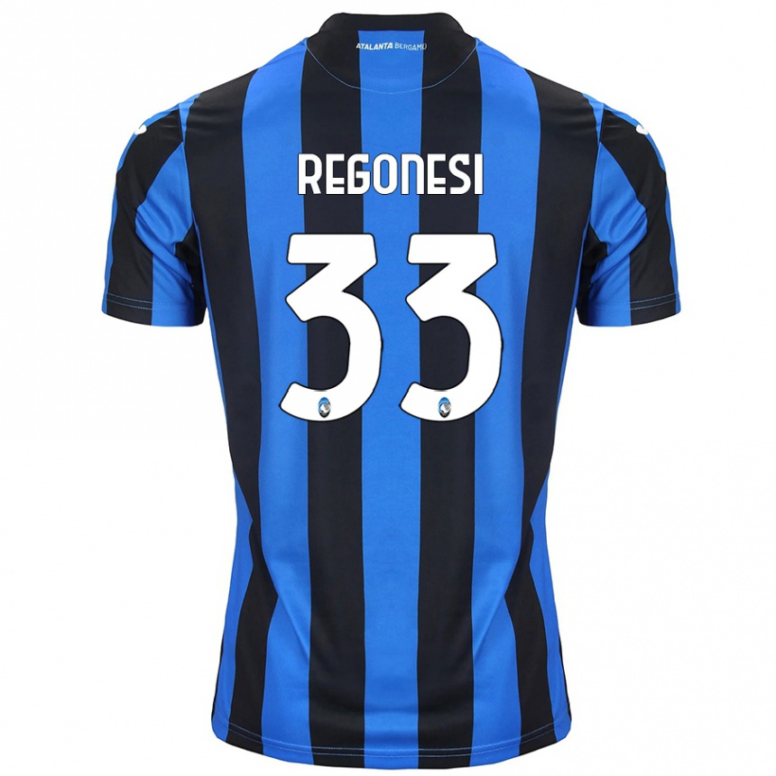 Enfant Football Maillot Iacopo Regonesi #33 Bleu Noir Tenues Domicile 2024/25