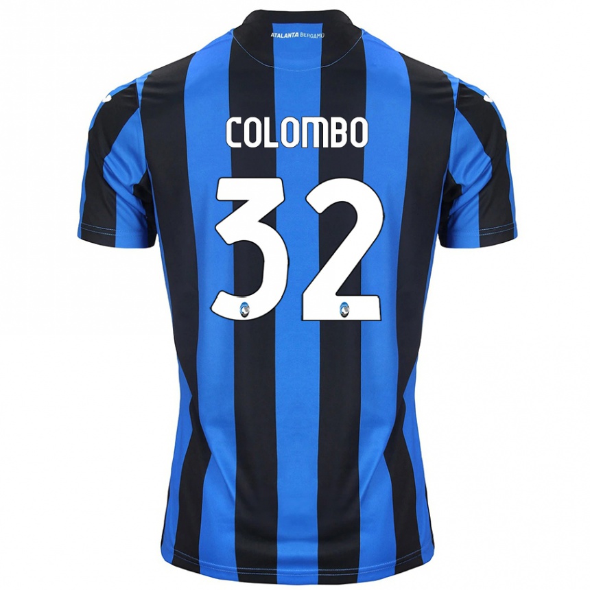 Enfant Football Maillot Matteo Colombo #32 Bleu Noir Tenues Domicile 2024/25