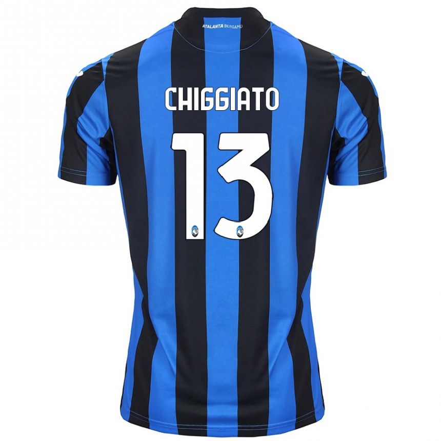 Enfant Football Maillot Gabriele Chiggiato #13 Bleu Noir Tenues Domicile 2024/25