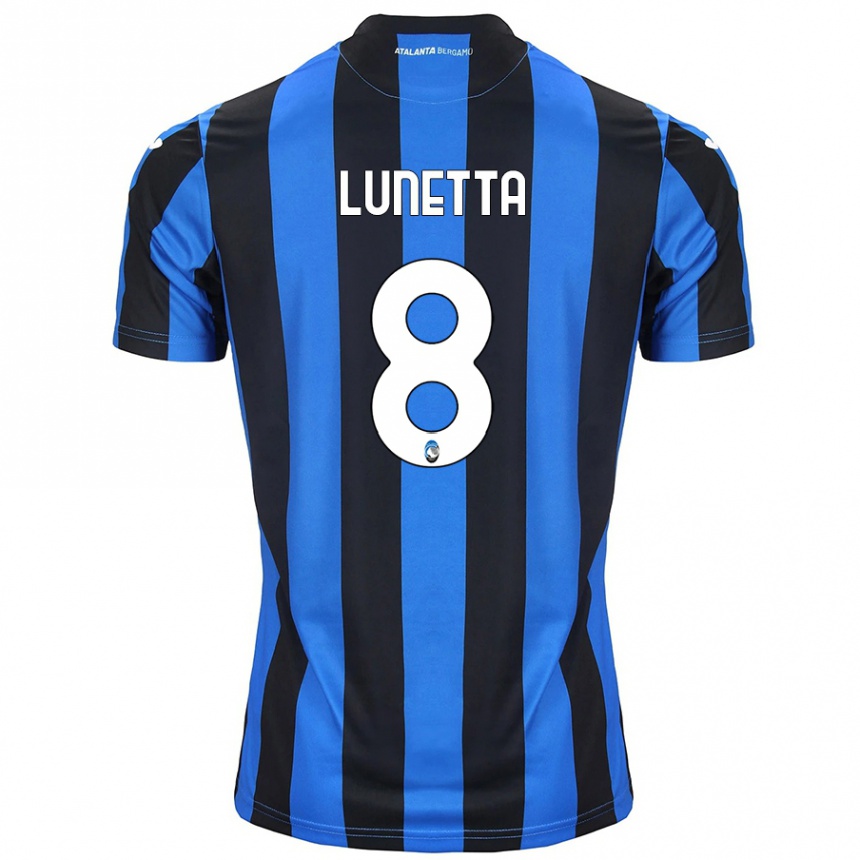 Enfant Football Maillot Gabriel Lunetta #8 Bleu Noir Tenues Domicile 2024/25