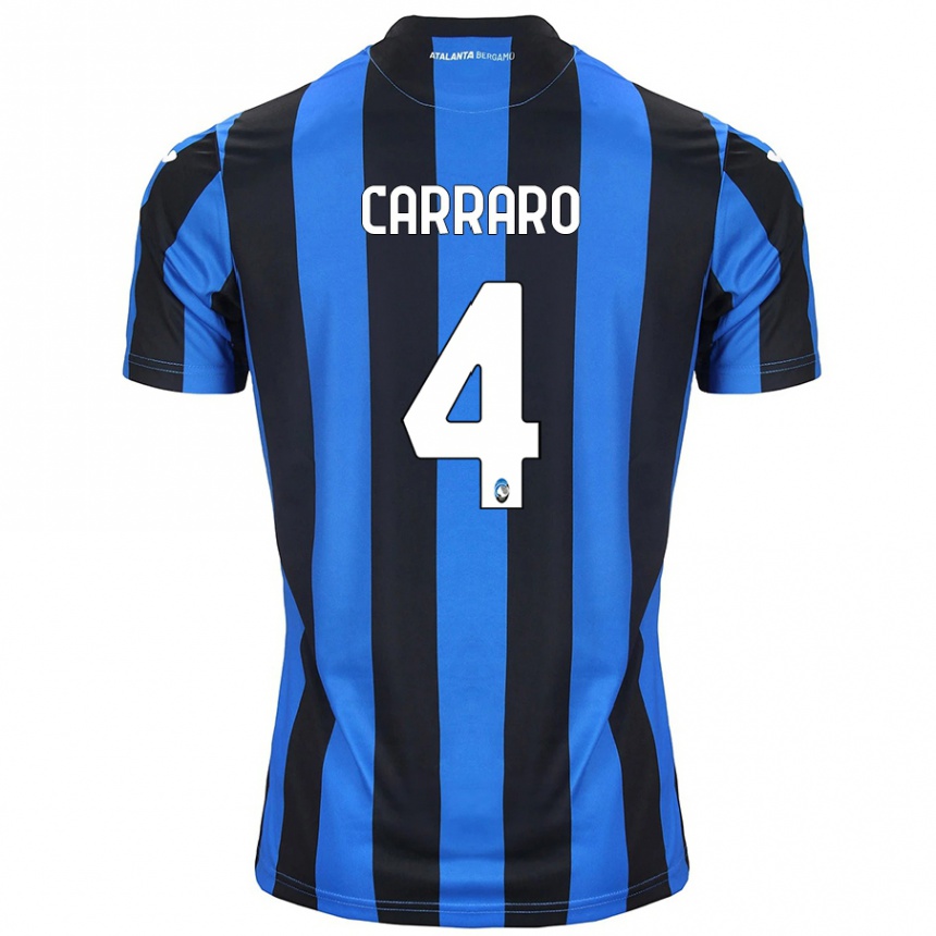 Enfant Football Maillot Marco Carraro #4 Bleu Noir Tenues Domicile 2024/25