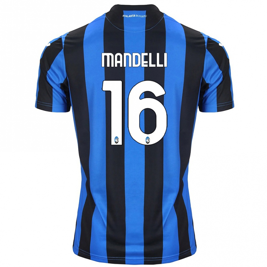 Enfant Football Maillot Giulia Mandelli #16 Bleu Noir Tenues Domicile 2024/25