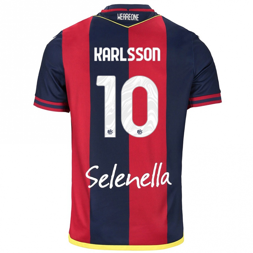 Enfant Football Maillot Jesper Karlsson #10 Rouge Bleu Royal Tenues Domicile 2024/25