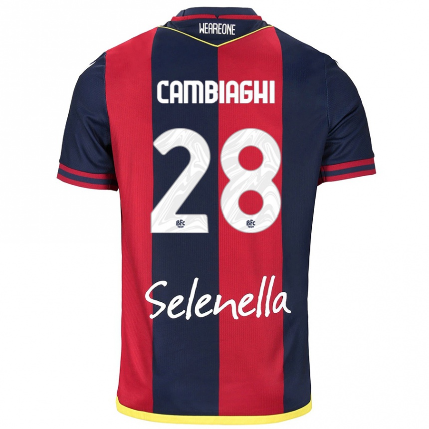 Enfant Football Maillot Nicolò Cambiaghi #28 Rouge Bleu Royal Tenues Domicile 2024/25