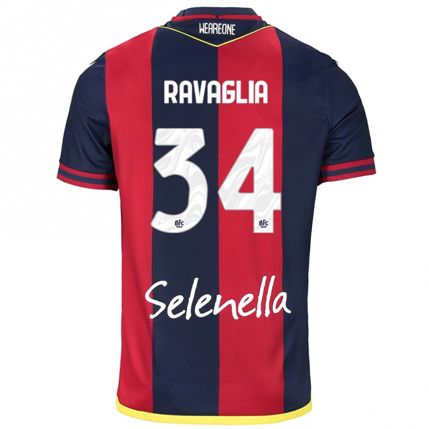 Enfant Football Maillot Federico Ravaglia #34 Rouge Bleu Royal Tenues Domicile 2024/25