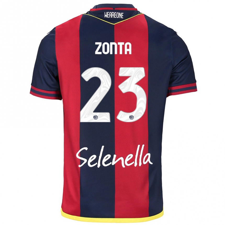 Enfant Football Maillot Alessandro Zonta #23 Rouge Bleu Royal Tenues Domicile 2024/25