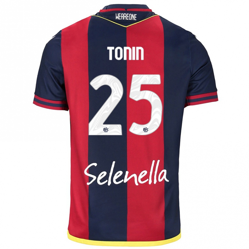 Enfant Football Maillot Federico Tonin #25 Rouge Bleu Royal Tenues Domicile 2024/25