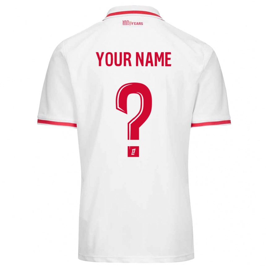 Enfant Football Maillot Votre Nom #0 Blanc Rouge Tenues Domicile 2024/25