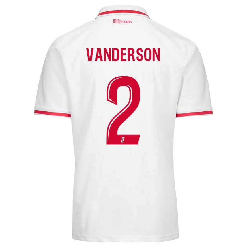 Enfant Football Maillot Vanderson #2 Blanc Rouge Tenues Domicile 2024/25